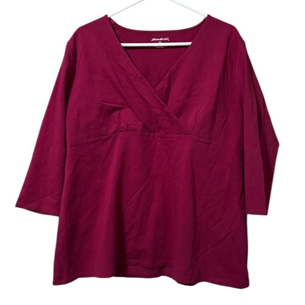 EDDIE BAUER Stretch Women Size XXL Women Baby Doll Tunic Shirt Career Office‎
